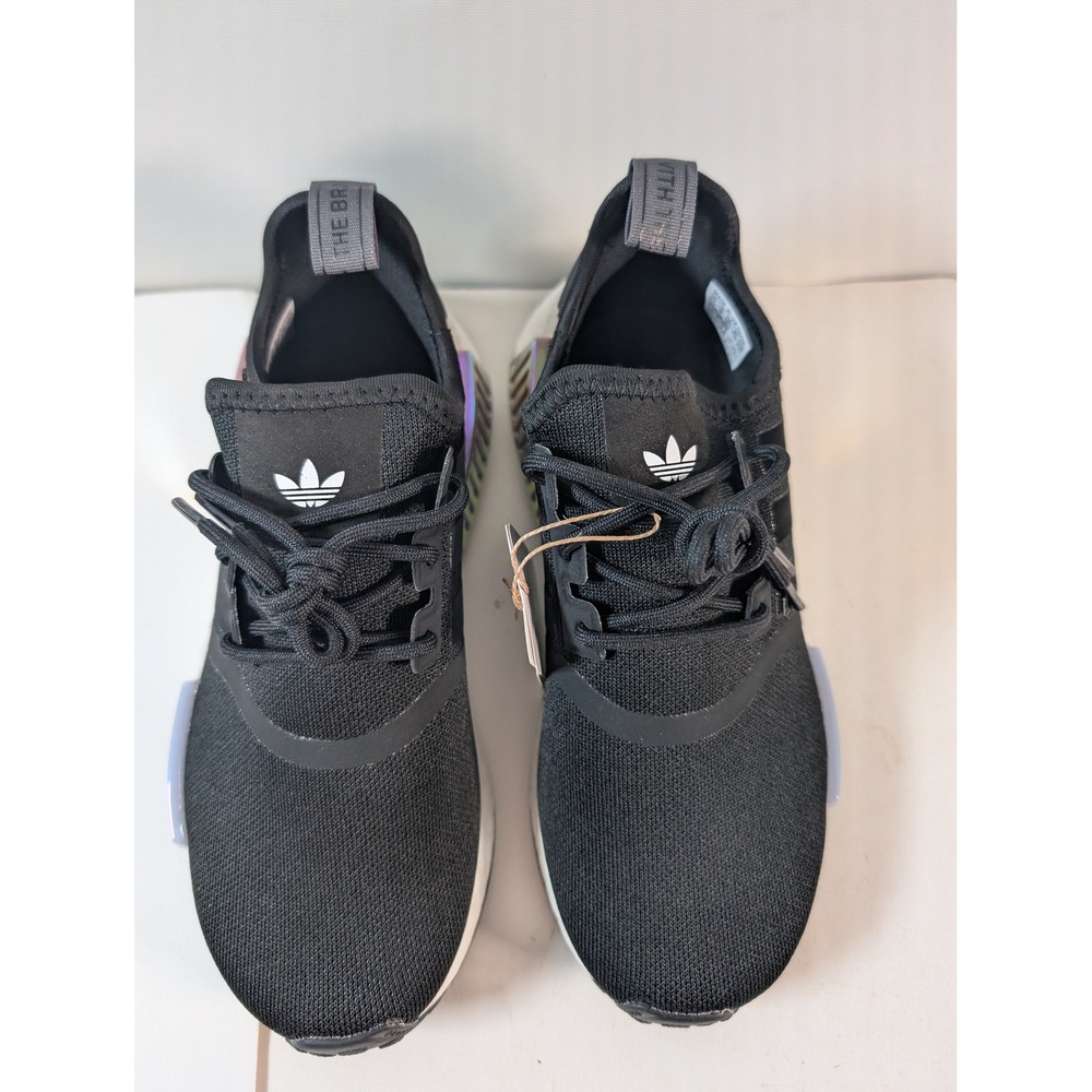 Adidas NMD R1 W GY8537 Black White Purple Stripes Running Sneakers Women 5.5 - Picture 3 of 11